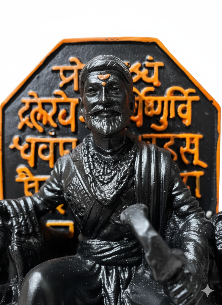 Ch. Shivaji Maharaj Murti sitting on Throne 9"