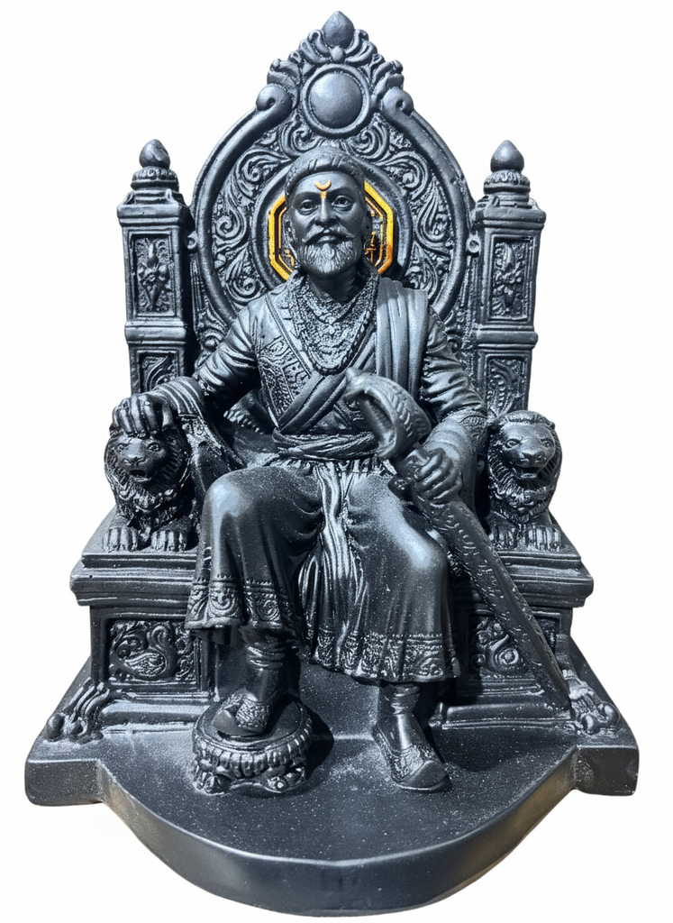 Ch. Shivaji Maharaj Murti sitting on Throne 12"